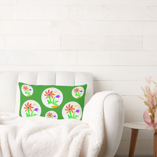 Cojín Lumbar Flor brillante y alegre - 2 fondos - (Sofá)