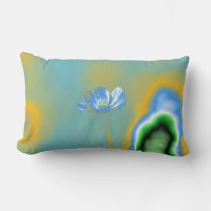 Cojín Lumbar Flor Cosmos Azul de Arte Pop