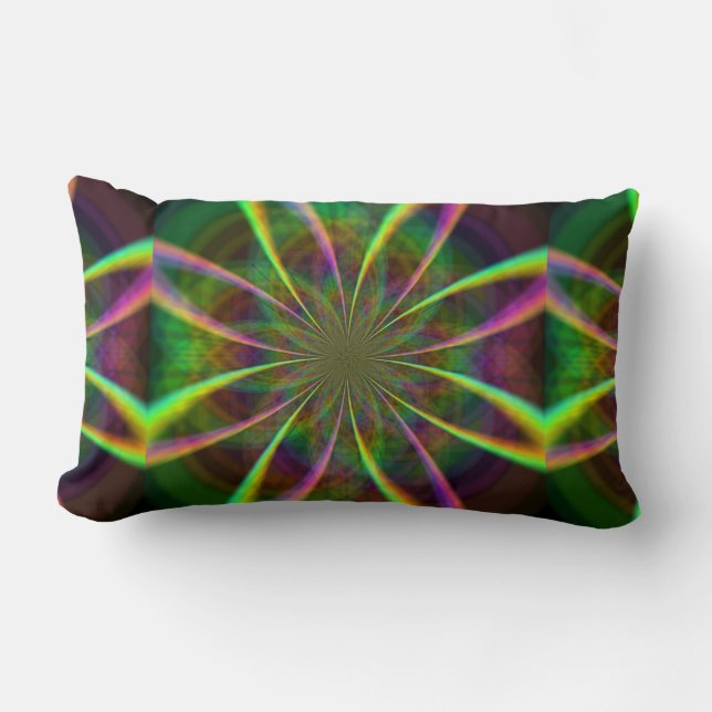 Cojín Lumbar Flor de arcoiris loca (Anverso)