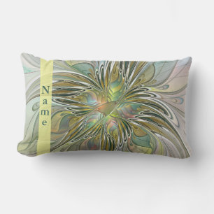 Cojín Lumbar Flor De Arte Moderno Con Nombre De Oro