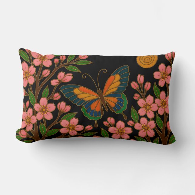 Cojín Lumbar Flor de Cerezo Mariposa (Anverso)