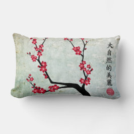Cojín Lumbar Flor de cerezo rojo tres arte 'Regalo de vida'