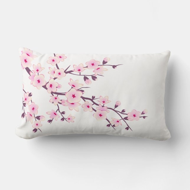 Cojín Lumbar Flor de cerezo rosa (Anverso)