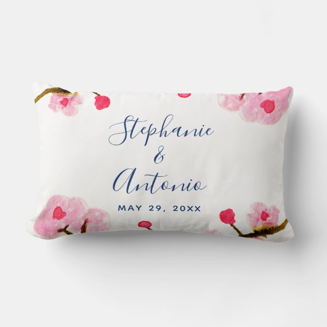 Cojín Lumbar Flor de cerezo rosa brillante (Anverso)