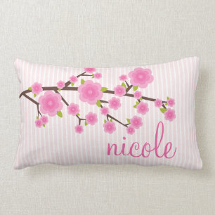 Cojín Lumbar Flor de cerezo rosada femenina personalizada