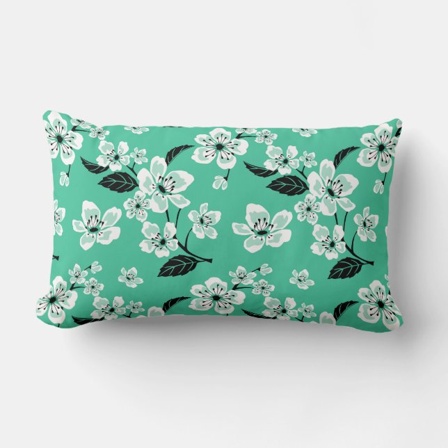 COJÍN LUMBAR FLOR DE CEREZO - SAKURA (MENTA) (Anverso)