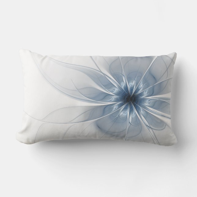 Cojín Lumbar Flor de fantasía fractal suave y delicada (Anverso)