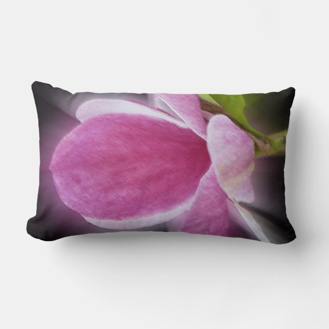 Cojín Lumbar flor de magnolia rosa (Anverso)