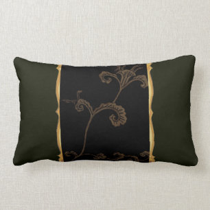 Cojín Lumbar Flor de oro en negro