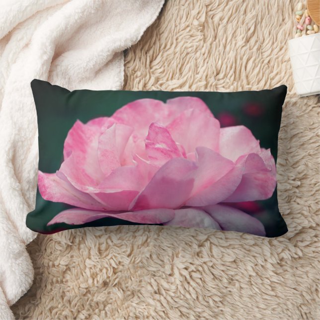 Cojín Lumbar Flor de Rosa Rosa Celeste   (Manta)