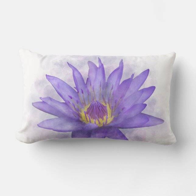 Cojín Lumbar Flor morada de Waterlily 7 (Anverso)