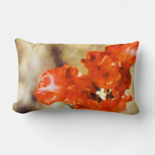 Cojín Lumbar Flor pintada Iris del jardín rojo de verano de Gir