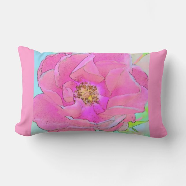 Cojín Lumbar Flor rosa pastel (Anverso)