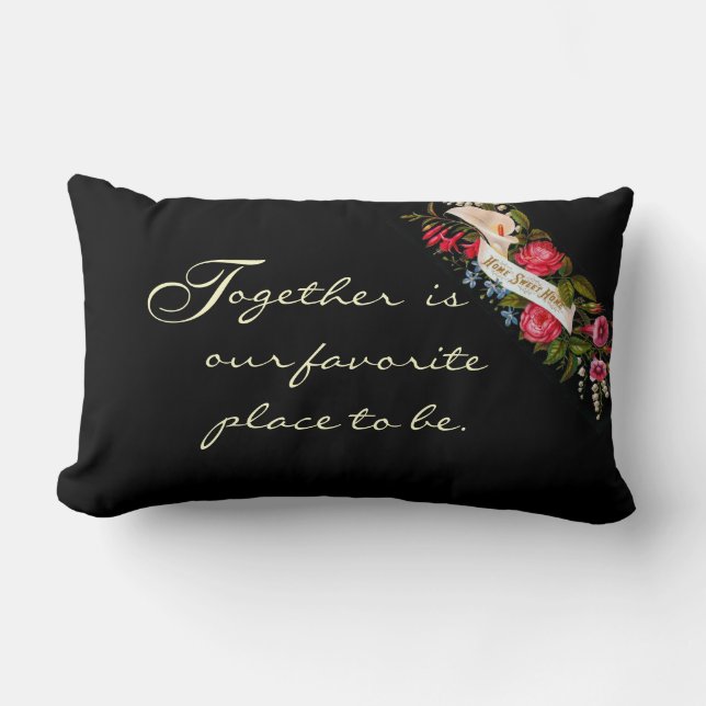 Cojín Lumbar Floral-Almohada casera dulce casera del Victorian (Anverso)