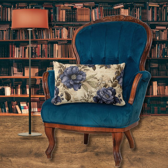 Cojín Lumbar Floral azul elegante (Subido por el creador)