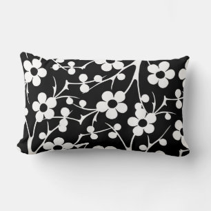 Cojín Lumbar Floral blanco y negro