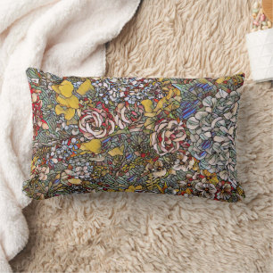 Cojín Lumbar Floral botánica de vidrio templado