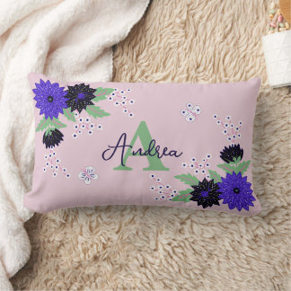 Cojín Lumbar Floral Dahlia Bloom Bouquet Personalizado Monogram