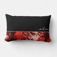 Floral de abstrato blanco y rojo negro | Monograma