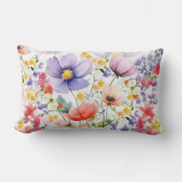 Cojín Lumbar Floral de acuarela de Bonito fina