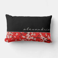 Floral de cerezo rojo | Negro | Nombre personaliza