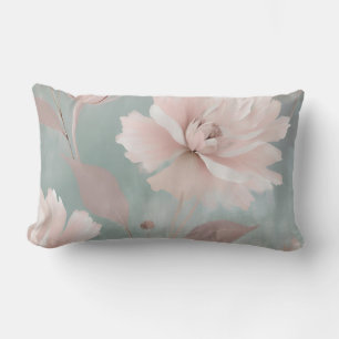 Cojín Lumbar Floral de Cottage Costero Rosa y Menta