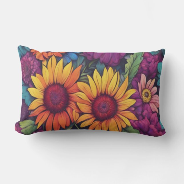 Cojín Lumbar Floral de girasol #212 - (Anverso)