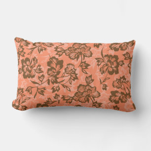 Cojín Lumbar Floral de papaya hawaiana vintage
