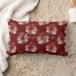 Cojín Lumbar Floral de rosas rojas románticas