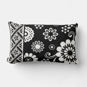 Cojín Lumbar Floral de sangre blanca y negra...cojín