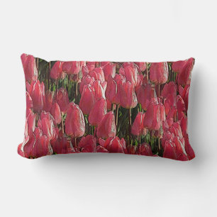 Cojín Lumbar Floral de tulipanes rosados