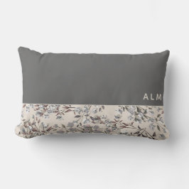 Cojín Lumbar Floral gris y linina beige | Monograma