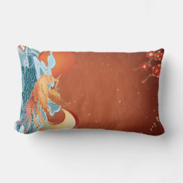 Cojín Lumbar Floral japonesa - Naranja de óxido elegante tejido