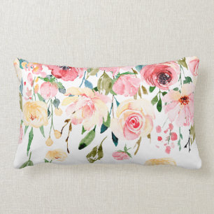 Cojín Lumbar Floral moderna cae con peonías amarillas rosas