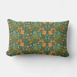 Cojín Lumbar Floral pattern on a dark green background 