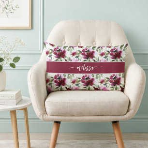 Cojín Lumbar Floral Rojo Personalizado