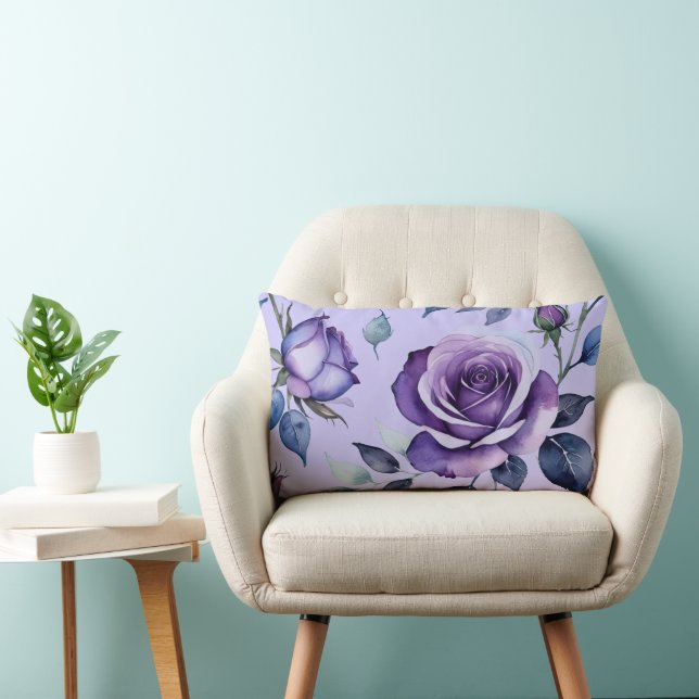 Cojín Lumbar Floral Rosa morado y azul (Silla)