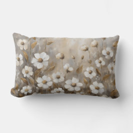 Cojín Lumbar Floral Taupe Dorado Gris Neutro