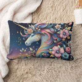 Cojín Lumbar Floral Unicorn Night Fantasy