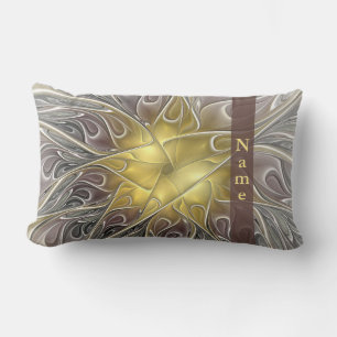 Cojín Lumbar Florecer Con El Nombre De Flor De Abstracto Oro Mo