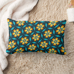 Cojín Lumbar Flores abstractas amarillas