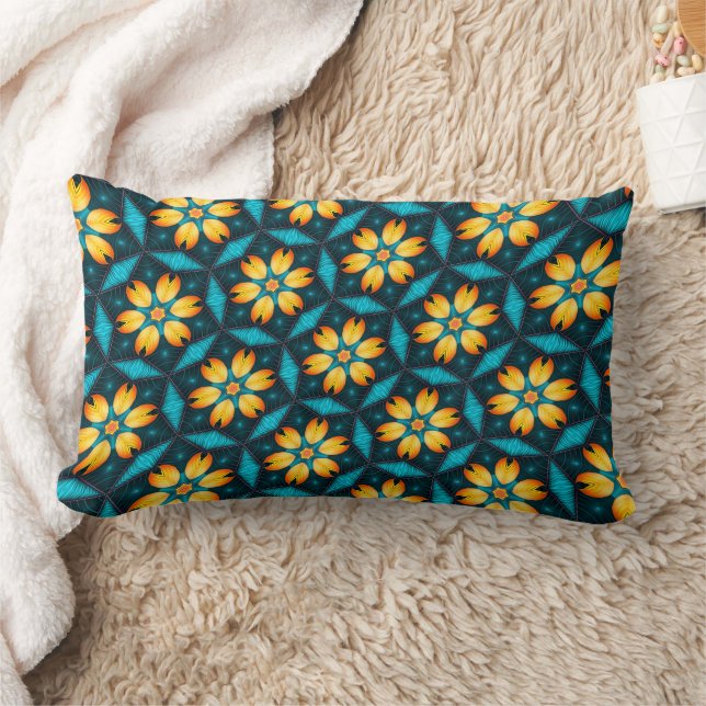 Cojín Lumbar Flores abstractas amarillas (Manta)