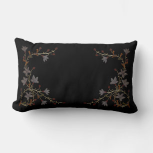 Cojín Lumbar Flores Art Déco sobre negro
