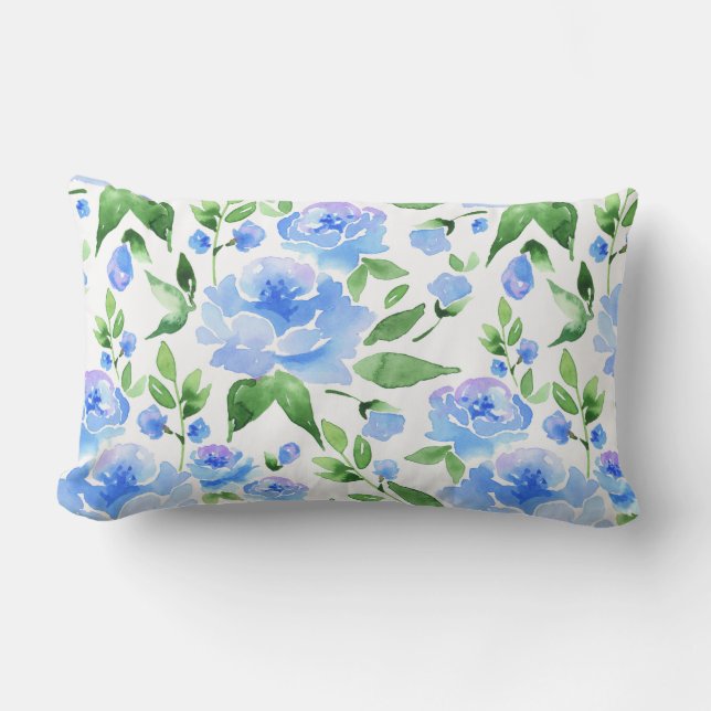 Cojín Lumbar Flores azul acuáticas (Anverso)