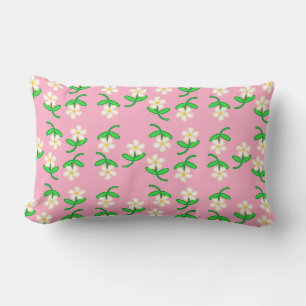 Cojín Lumbar Flores blancas en rosa