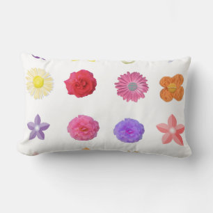 Cojín Lumbar Flores bonitas, rosa colorida, margarita, clavel..