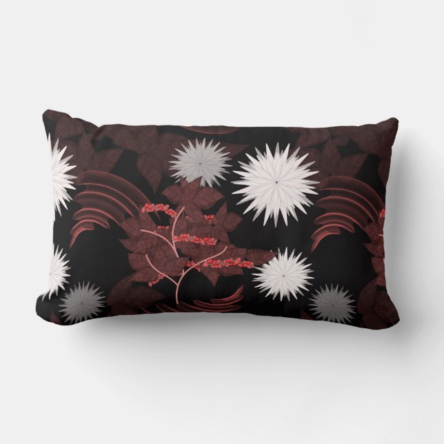 Cojín Lumbar Flores de árbol de café rojo. (Anverso)