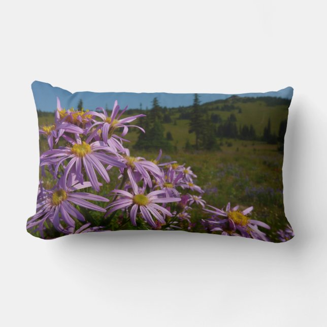 Cojín Lumbar Flores de Aster Púrpura en Mount Rainier (Anverso)