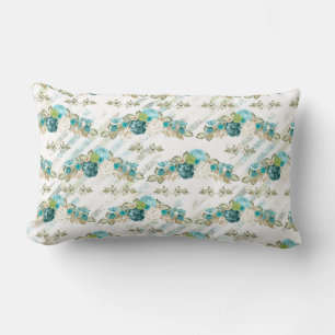 Cojín Lumbar FLORES DE COLOR DE AGUA BLANCA AZUL bonito