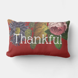 Cojín Lumbar Flores de cosecha modernas y agradecidas en rojo A